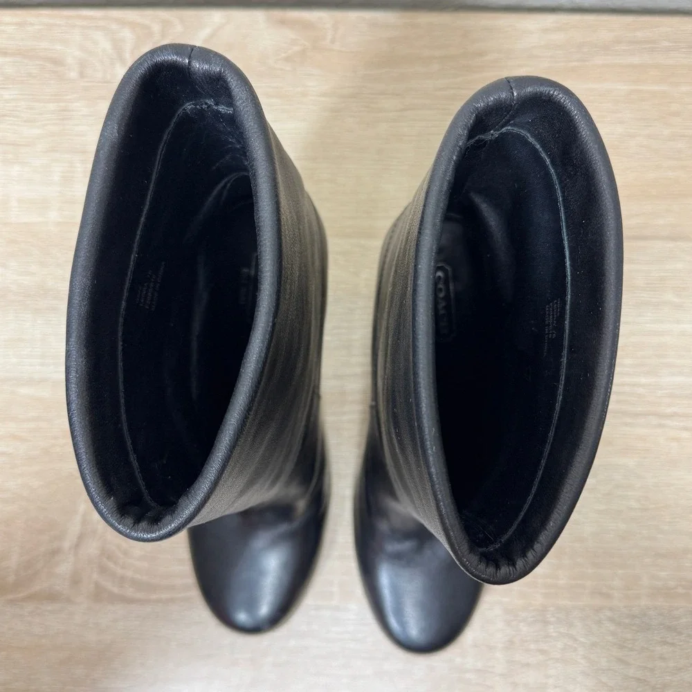 Coach Legra Heeled Boots 7 Tassel Foldover Leather Biker Club Streetwear Luxury - Picture 6 of 10